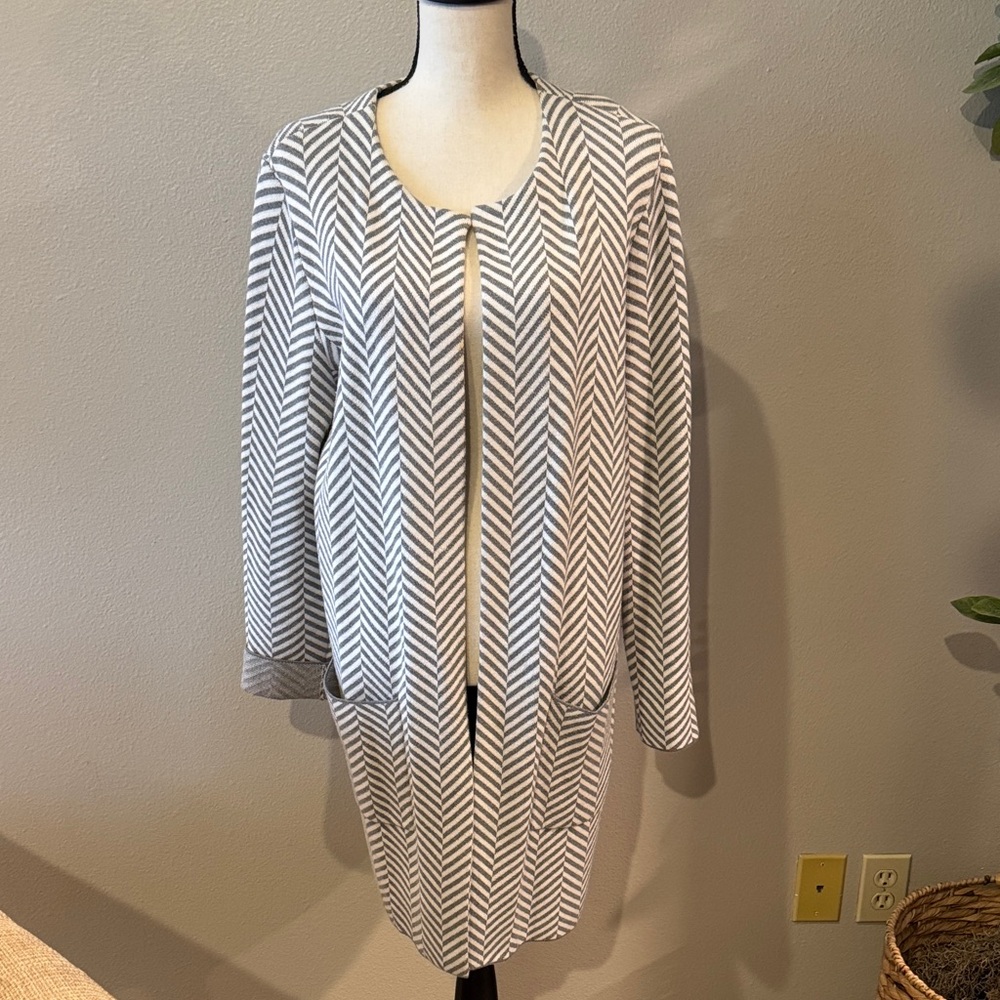 Ann Taylor Factory Heather Gray Knit Sweater Jacket